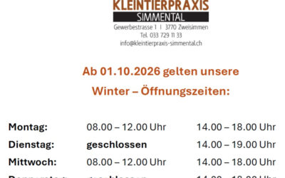 Öffnungszeiten ab 01.10.2026